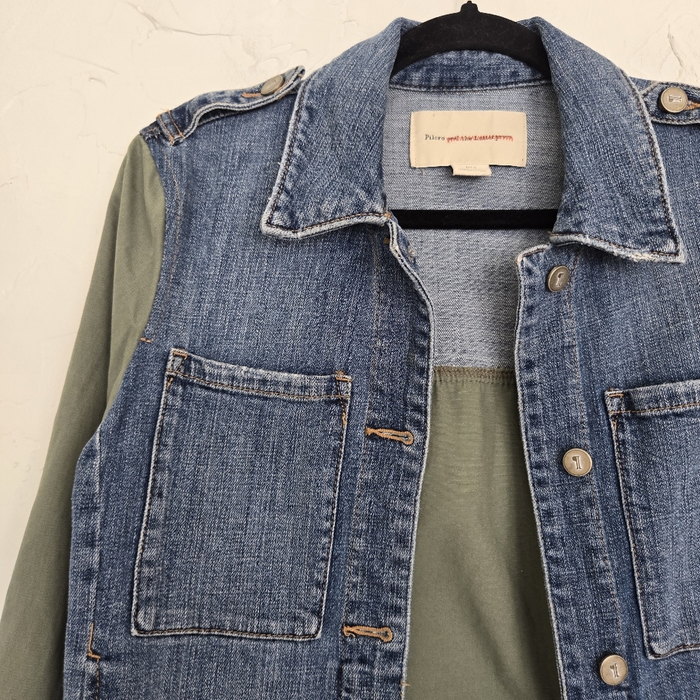 Anthro Pilcro Jean Denim Army Military Green Tied Jacket, S - Picture 4 of 10